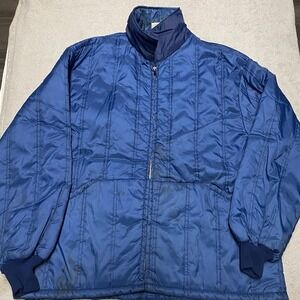 Vintage Cap N Jac Jacket Mens‎ XL Blue Puffer Insulated 80s Distressed Workwear